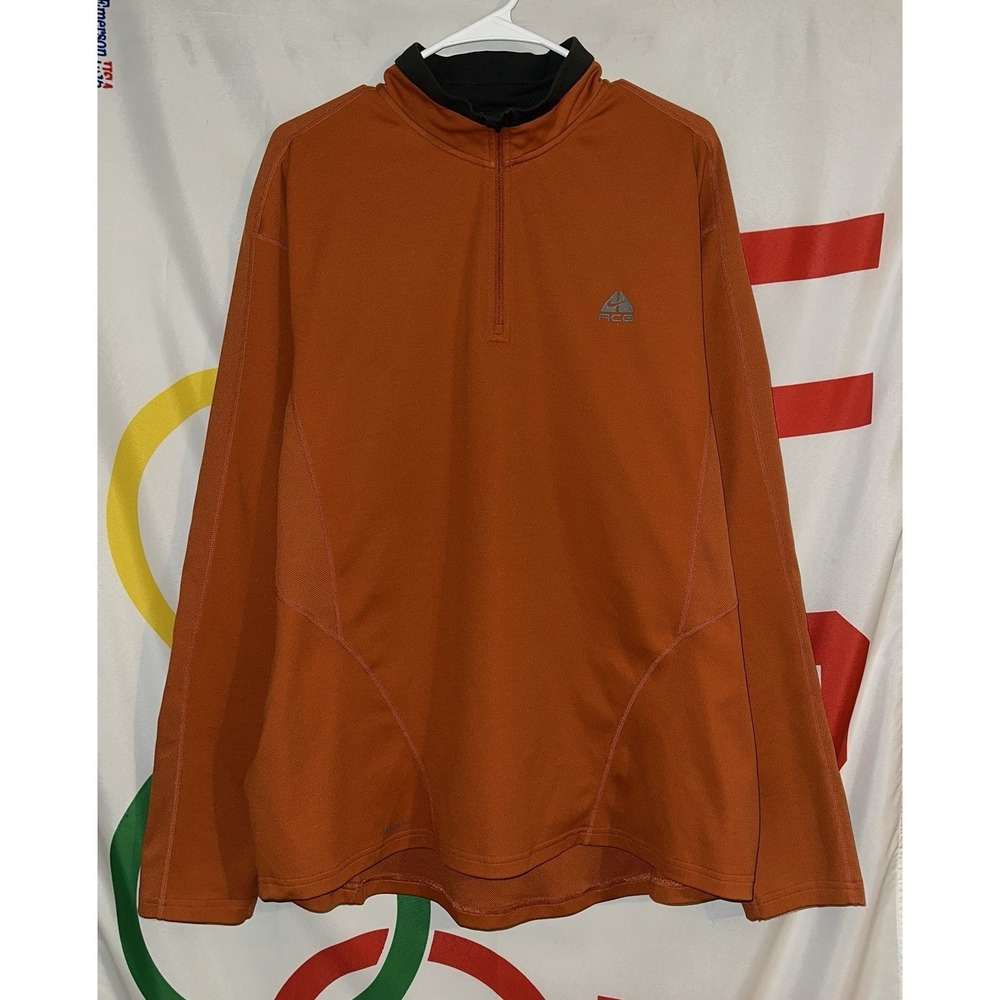 Nike ACG 1/4 Zip Pullover Sweatshirt‎ 2XL Orange Hiking Gorp Tech